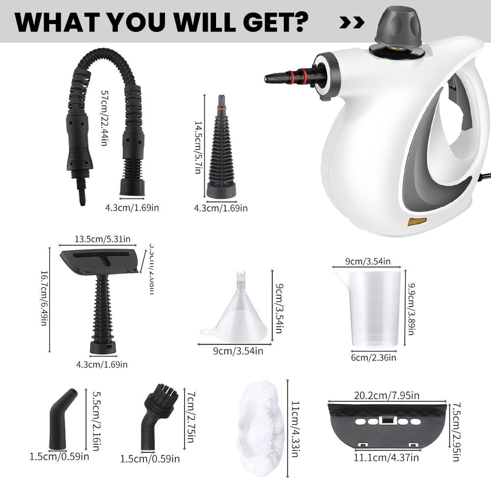 Sakerplus Steam Cleaner for Home Cleaning|Saker Handheld Portable Steamy Clean Pro 2025 for Car,Bathroom,Kitchen,Furniture,Couch,Carpet,Tile|Multiple Nozzles Kit|Chemical-Free (1Set+1 Fiber Cloth)