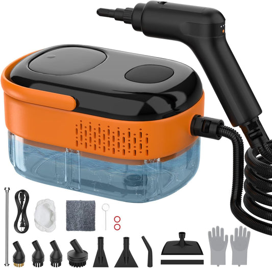 Steam Cleaner for Home & Car-2500W Portable Handheld Steamer for Cleaning with 3-Level Handle, 15s Heat-Up, Large Tank, 16 Accessories - Clean Grease, Grout, Tile, Floor, Couch, Dirt, Furniture